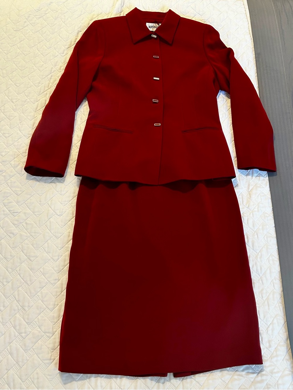 Kasper Women's Deep Red Two-Piece Skirt Suit